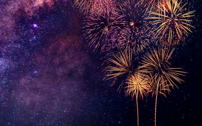 beautiful fireworks exploding in the night sky